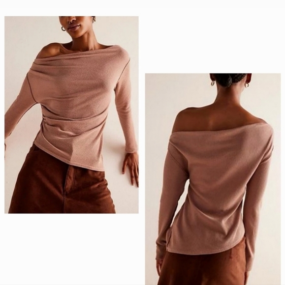We The Free Tops - We The Free Off-Shoulder Long Sleeve Top in Dark Green